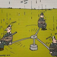 cartoon Canary Pete, overgenomen van www.vogelbescherming.be met toestemming van Vogelbescherming Vlaanderen